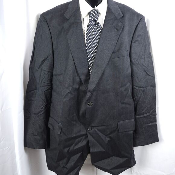Hart Schaffner Marx Mens 48L Navy Blue Pinstriped 2-Button Sports Coat Blazer - Picture 1 of 7